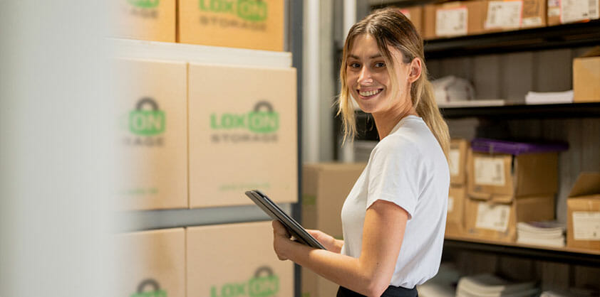 A person inside a Loxon Storage unit